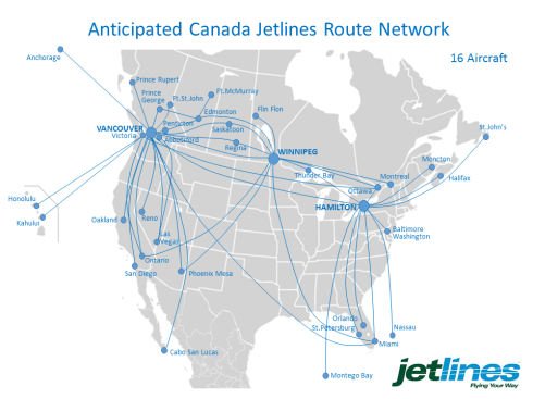 Canada Jetline route map